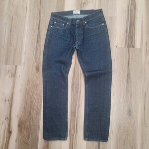 Acne Studios Roc Raw Jeans Straight Leg Mens Size 33x32(29) Dark Wash Denim